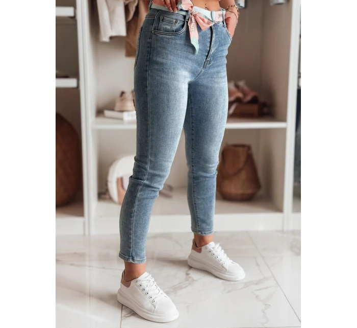Dámské džínové kalhoty slim fit s páskem TRENDLINE modré FashionStreet UY2478