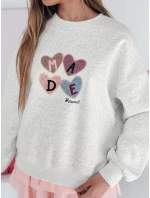 Dámská nadměrná mikina se srdíčky MADELIN šedá FashionStreet BY1459 Dámská nadměrná mikina se srdíčky MADELIN šedá FashionStreet BY1459
