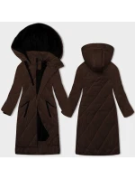 Dlouhá dámská zimní bunda v čokoládové barvě model 21894244 - J.STYLE