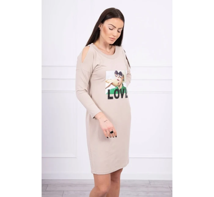 Šaty s potiskem Love béžové Šaty s potiskem Love béžové