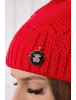 Dámská čepice s bambulí Judith K347 červená