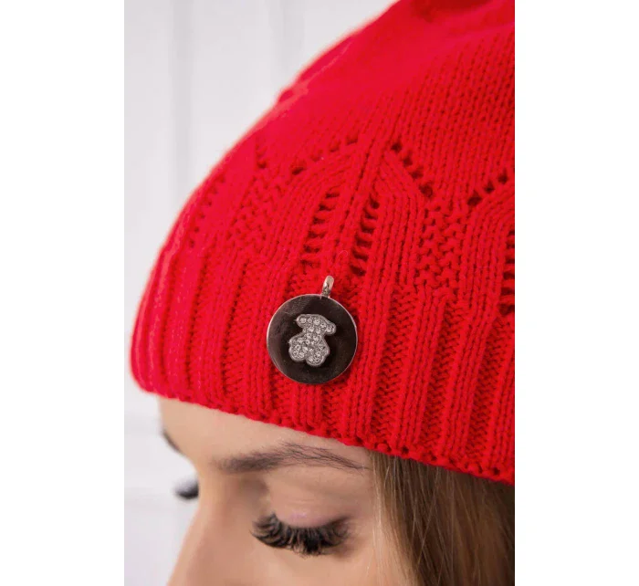 Dámská čepice s bambulí Judith K347 červená