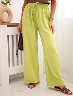 Mušelínové kalhoty se širokou nohavicí kiwi