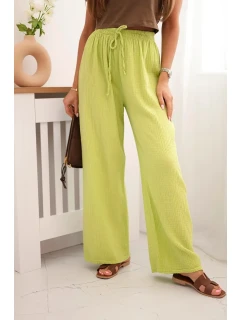 Mušelínové kalhoty se širokou nohavicí kiwi
