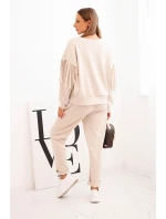 Dámská souprava máslová s třásněmi na rukávech béžová Dámská souprava máslová s třásněmi na rukávech béžová