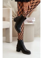 Zateplené dámské boty na podpatku eko kůže černé model 21668840 - Boto Zateplené dámské boty na podpatku eko kůže černé model 21668840 - Boto