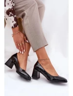 Dámské lakované kožené lodičky na podpatku Vinceza – černé Dámské lakované kožené lodičky na podpatku Vinceza – černé