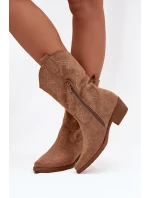 Dámské kotníkové boty cowgirl na podpatku – béžové Lovelle Dámské kotníkové boty cowgirl na podpatku – béžové Lovelle