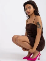 Dámské šaty DHJ SK 13925.11P Tmavě hnědá - FPrice Dámské šaty DHJ SK 13925.11P Tmavě hnědá - FPrice