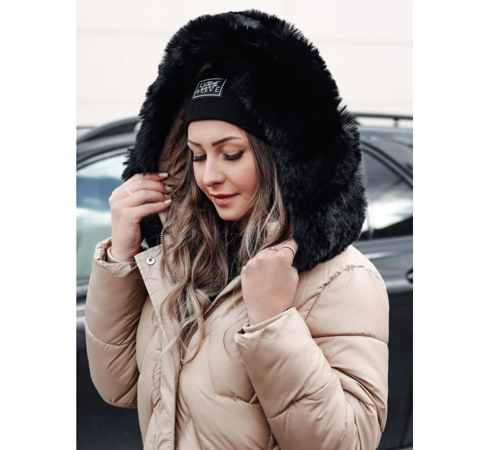 Dámská zimní prošívaná dlouhá bunda béžová Dstreet model 21982622 - FashionStreet Dámská zimní prošívaná dlouhá bunda béžová Dstreet model 21982622 - FashionStreet