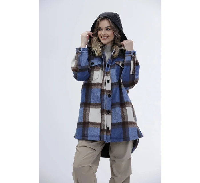 Světle modrá dámská károvaná košilová bunda (AG3-1813)