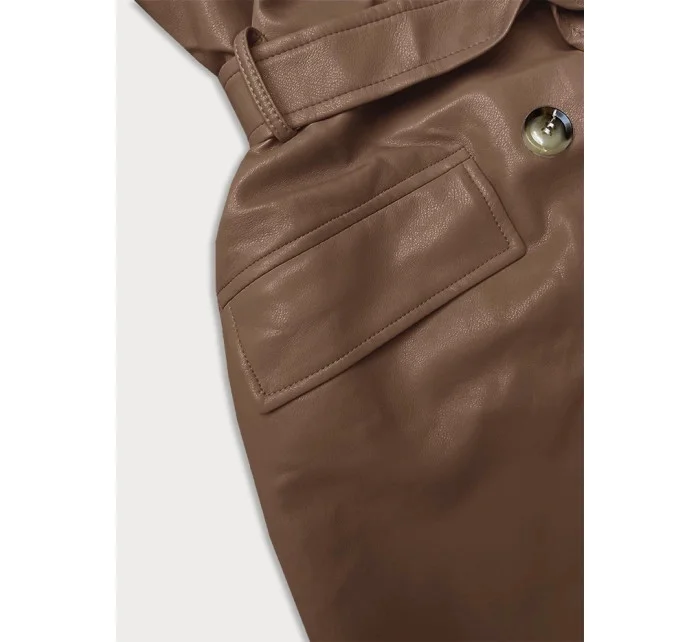 klasický dámský kabát z ekologické kůže ve velbloudí barvě model 19035458 - Ann Gissy klasický dámský kabát z ekologické kůže ve velbloudí barvě model 19035458 - Ann Gissy