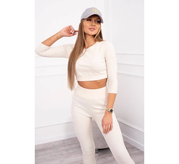 Pruhovaná souprava světle béžová