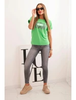 Dámská bavlněná halenka s ozdobným potiskem model 22014293 zelená - K-Fashion