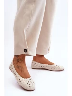 Ažurové Lesklé Baleríny Dámské Bežové model 21625346 - EVENTO