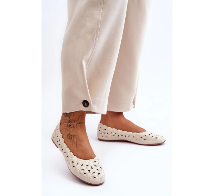 Ažurové Lesklé Baleríny Dámské Bežové model 21625346 - EVENTO