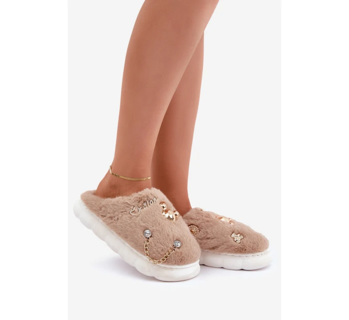 Kožené Pantofle S Tmavě Béžové model 21680853 - Boto Kožené Pantofle S Tmavě Béžové model 21680853 - Boto