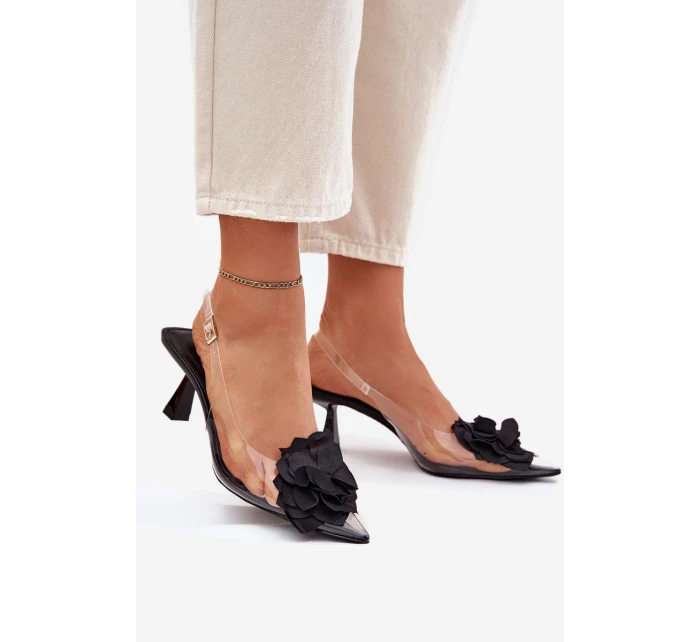 Průhledné Sandály Na Podpatku S Ozdobným Černé model 21699913 - Boto Průhledné Sandály Na Podpatku S Ozdobným Černé model 21699913 - Boto