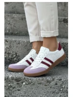 Kožené síťované dámské tenisky Zazoo N1318 bílo-fialové