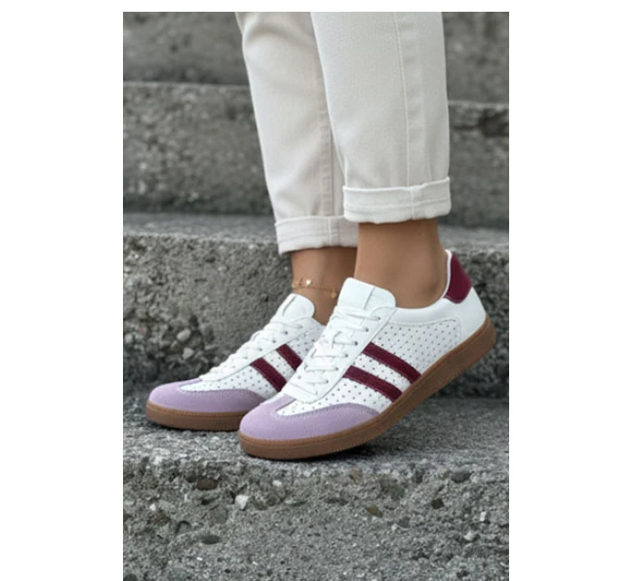 Kožené síťované dámské tenisky Zazoo N1318 bílo-fialové