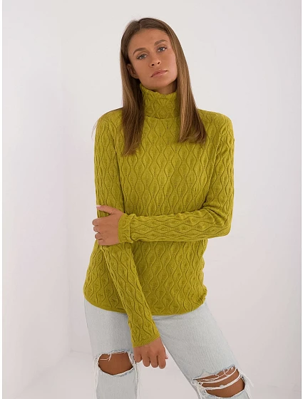 Sweter AT SW oliwkowy model 22550351 - FPrice Sweter AT SW oliwkowy model 22550351 - FPrice