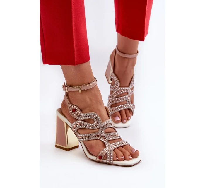 Zdobené dámské sandály na vysokém podpatku D&A Pink Zdobené dámské sandály na vysokém podpatku D&A Pink