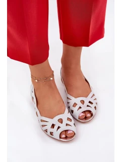 Dámské perforované baleríny s otevřenou špičkou Calgis – stříbrné