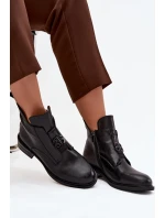 Dámské kotníkové boty zateplené s ozdobným detailem Briselda – černé Dámské kotníkové boty zateplené s ozdobným detailem Briselda – černé