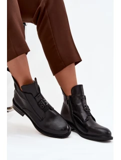 Dámské kotníkové boty zateplené s ozdobným detailem Briselda – černé