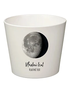 Bílý keramický květináč s měsíční fází - malý