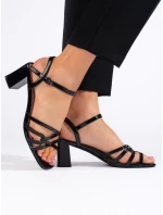 Luxusní dámské sandály černé na širokém podpatku Luxusní dámské sandály černé na širokém podpatku