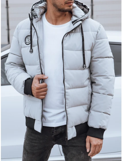 Pánská prošívaná zimní bunda s kapucí šedá FashionStreet TX4830 Pánská prošívaná zimní bunda s kapucí šedá FashionStreet TX4830