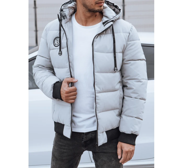 Pánská prošívaná zimní bunda s kapucí šedá FashionStreet TX4830 Pánská prošívaná zimní bunda s kapucí šedá FashionStreet TX4830