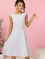 311-20 LILA Plisované šaty s krátkými rukávy a páskem - ŠEDÉ