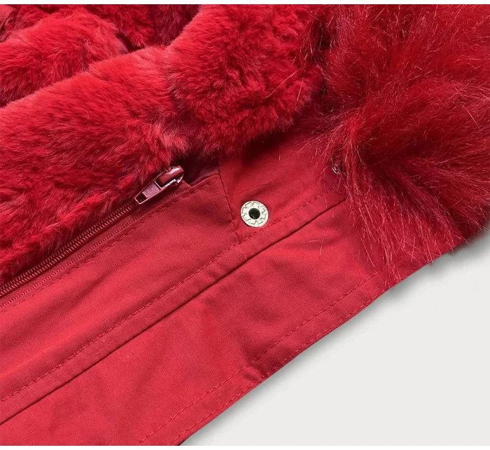 DAMSKA PARKA ZIMOWA Z I KAPTUREM CZERWONA model 21242000 - Libland