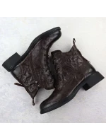 Dámské zateplené kožené boty brown dámské model 21905169 - VINCEZA Dámské zateplené kožené boty brown dámské model 21905169 - VINCEZA