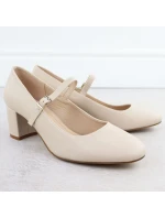 Sergio Leone PB176 páskové lodičky na nízkém podpatku v tělové barvě Sergio Leone PB176