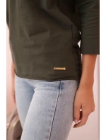 Dámská halenka s lodičkovým výstřihem khaki