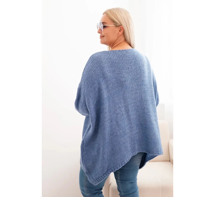 Dámský svetr Plus Size s volného střihu a rukávem 3/4 model 21259034 - K-Fashion Dámský svetr Plus Size s volného střihu a rukávem 3/4 model 21259034 - K-Fashion