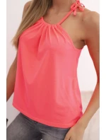 Dámská bavlněná tílko s vázáním u krku růžový neon Dámská bavlněná tílko s vázáním u krku růžový neon