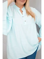 Dámská viskózová halenka ve velikosti Plus Size s volánkovým rukávem a výstřihem do V mentolová