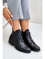 Zateplené dámské boty na plochém podpatku z eko kůže černé model 21675850 - S.Barski