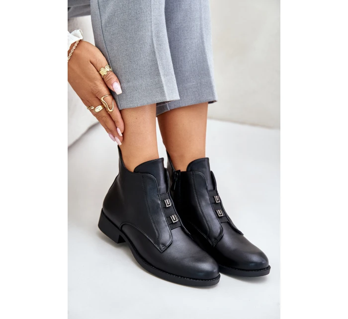 Zateplené dámské boty na plochém podpatku z eko kůže černé model 21675850 - S.Barski