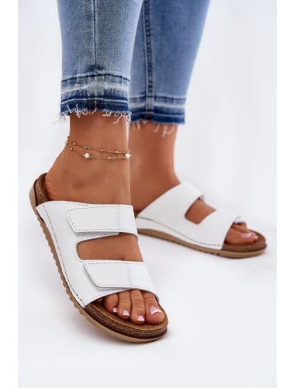 Dámské Kožené Sandály Bílé model 21698060 - Inblu Dámské Kožené Sandály Bílé model 21698060 - Inblu