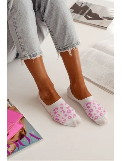 Dámské Ponožky Microstopky Bavlna Panterka Bílá-Růžová