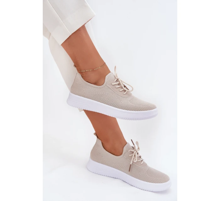 Materiálové Sportovní Boty Na Platformě Dámské Béžové Kalyra