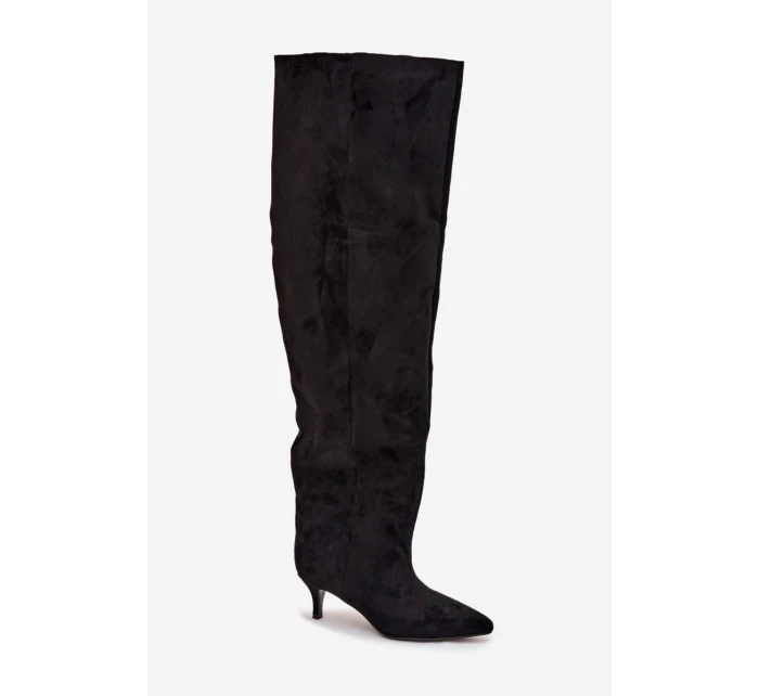 Nazouvací dámské kozačky na jehlovém podpatku černé model 21713418 - Boto