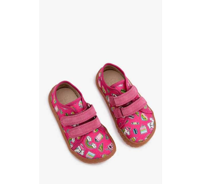 Dětské domácí papuče Barefoot Froddo Canvas G1700440-10 Fuksie