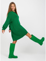 Zelené pletené šaty s výstřihem do V RUE PARIS