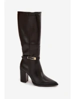 Dámské kotníkové boty Cirella na sloupkovém podpatku se sponou – černé